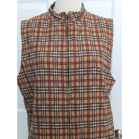 Natural Elements Nova Check Plaid 100% Silk Quilted Full Zip Vest Size 10 - Picture 2 of 8